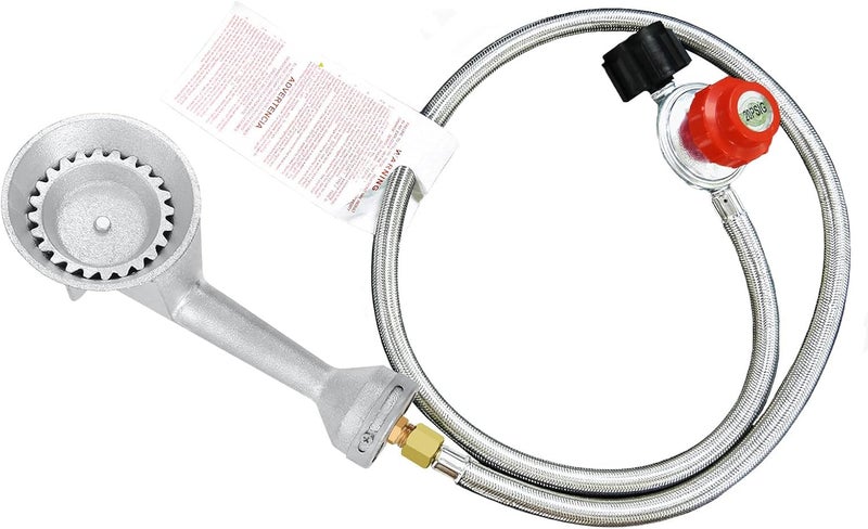BestFire High Pressure Cast-Iron Propane Burner Head,Taper Burner Head with 20 PSIG Adjustable High Pressure Propane Regulator with Hose and Brass Fitting for Propane Burner Head for Cooking Outdoor - Image 1